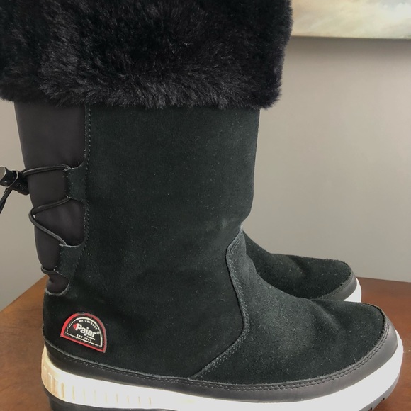 Pajar Canada Womens 9-9.5 M - KADY Suede BOOTS Mid Calf Side Zip BLACK barb - Picture 2 of 12